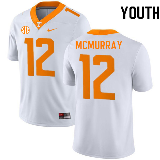 Youth #12 Jalen McMurray Tennessee Volunteers College Football Jerseys Stitched-White